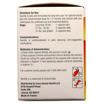 Brain Function Support Aging Pet Nutritional Supplement /D59010B Senilife Nutritional Supplement for Elderly Dogs(up to 50 lbs)- 30 / Box